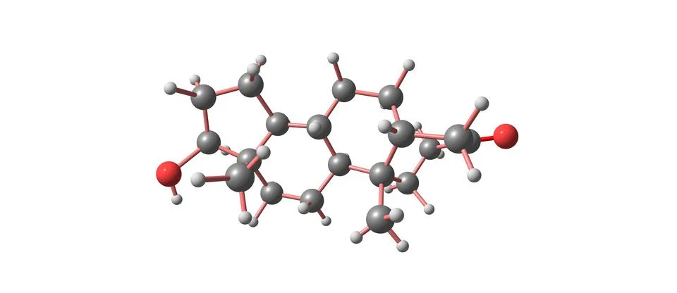 Dihydrotestosterone molecular structure isolated on white Stock Illustration