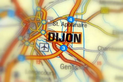 Dijon on a map Stock Photos