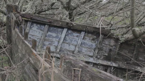 Dilapidated boat - close up Stock Footage 48937904