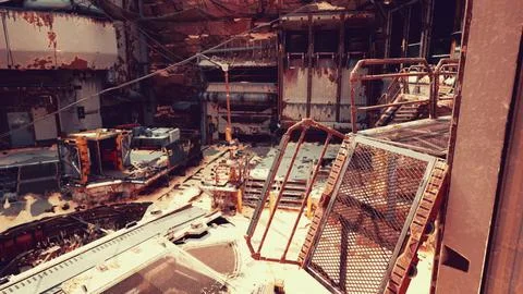 A dilapidated building with rust and decay Ilustración de archivo