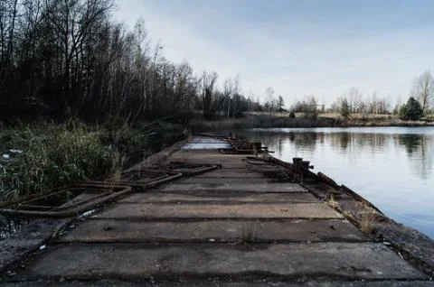 Dilapidated concrete pier Stock Photos