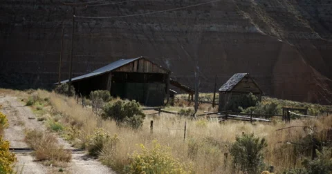 Dilapidated Hay Bale Storage Wide 01 스톡 동영상 56027153