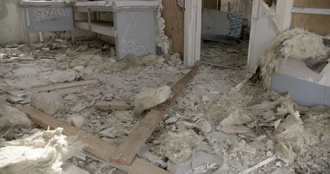 Dilapidated House Interior Kitchen Floor Stock Footage 89941930