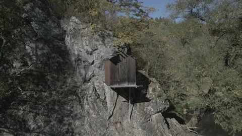 Dilapidated house over the river Stock Footage 301375914