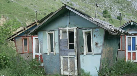 Dilapidated Houses Stock Footage 52214319