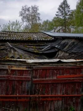 Dilapidated sheds in spring Stock Photos