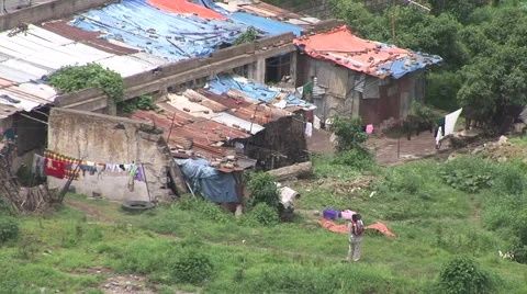 Dilapidated Slum Rooftops in Ethiopia Stock Footage