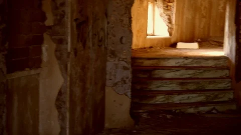 Dilapidated structure of an old lighthouse full of graffiti, internal view Stock Footage 101225767