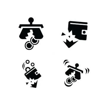 Dilapidated Wallet set Stock Illustration