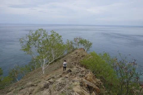 Dili - Timor Leste, Dec 4 2021, A tourist enjoying the view from the top of C Stock Photos