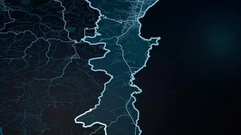 Dili Timor Leste Glowing Digital Map Animation 4K Stock Footage 338043133