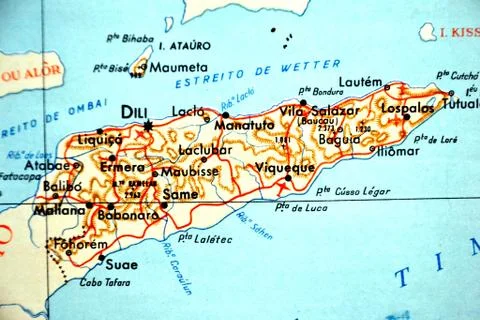 Dili Timor-leste map close-up focus portuguese Stock Illustration