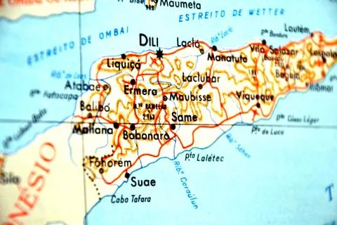Dili Timor-leste map close-up focus portuguese Stock Illustration