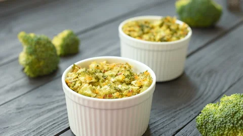 Dilicious dinner - baked broccoli and cheese Stock Footage 68202685