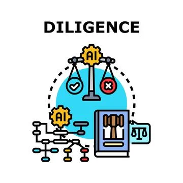 Diligence process with artificial intelligence concept Stock Illustration