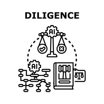 Diligence process with artificial intelligence concept Stock Illustration