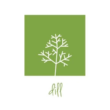 Dill icon on green square Stock Illustration