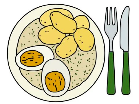 Dill sauce with potatoes Stock Illustration