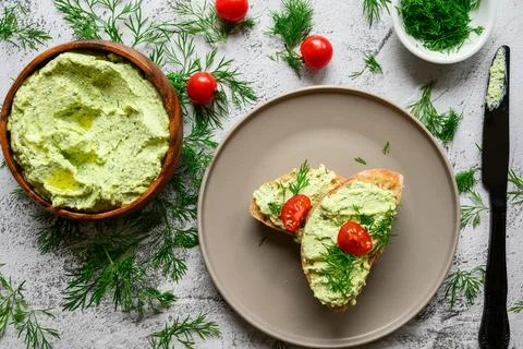 Dill Spread with the bread slices Stock Photos