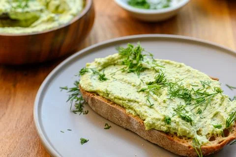 Dill Spread on a Slice of Bread Stock Photos
