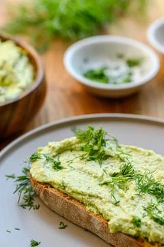 Dill Spread on a slice of bread Stock Photos