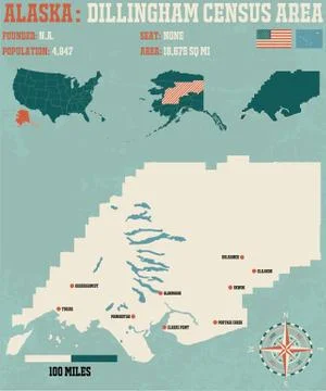 Dillingham Census Area Alaska USA Stock Illustration
