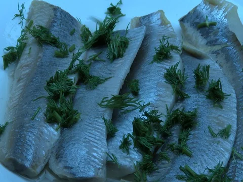 Dills are falling on silver herrings 動画素材 80415746