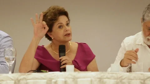 Dilma Rousseff during a speech Stock Footage 97236409