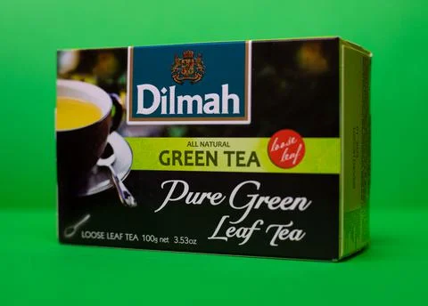 Dilmah green leaf tea Stock Photos