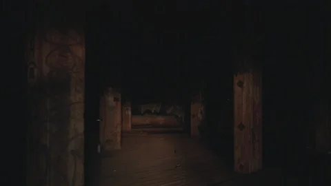 Dim Abandoned Warehouse Corridor Video stock 113532217