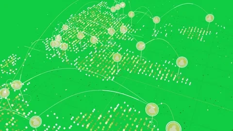 Dim grid starting, pixels mapping, nodes pulsing and linking, showing data flow Stock Footage 337127247