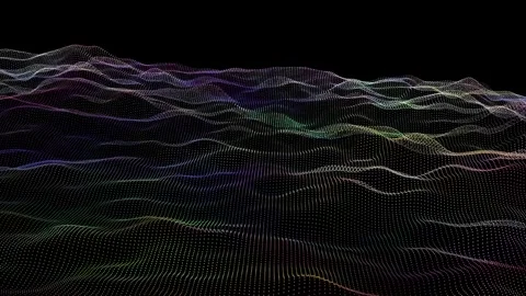 Dim Light Rainbow Dot System - Digital Landscape 30fps Stock Footage 310975116
