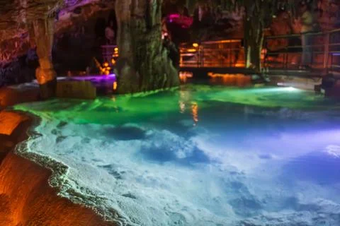 The dim reflection of the Blue Spring and the edge of the path Stock Photos