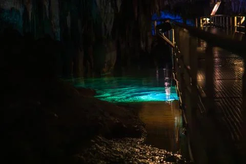 The dim reflection of the Blue Spring and the edge of the path Stock Photos