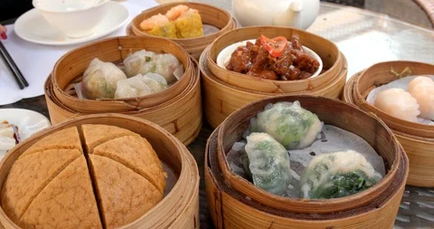 Dim sum in chinese restaurant Stock Footage 87975644