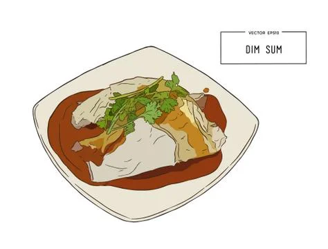 Dim sum colorful illustration. Vector illustration of Chinese cuisine. Stock Illustration