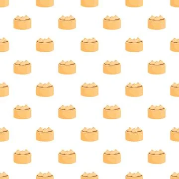Dim sum dumplings in bamboo steamer seamless pattern Stock Illustration
