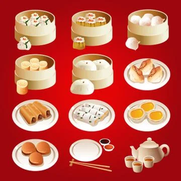Dim sum icons Stock Illustration