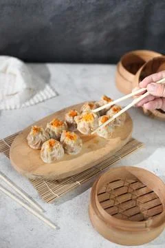 Dim sum, in a place on the table ready to eat Stock Photos