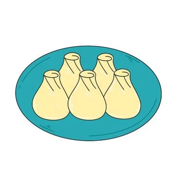 Dim sum on plate isolated Stock Illustration