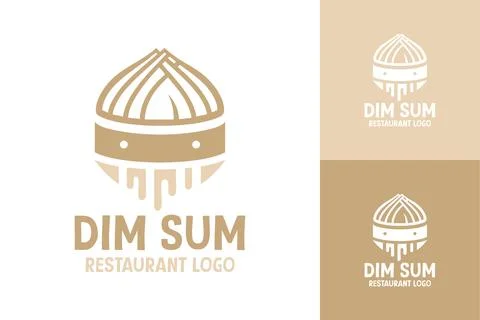 Dim Sum Restaurant Logo Creative Asian Food Branding Stock Illustration