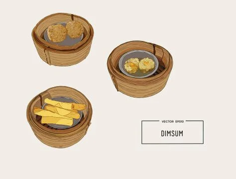 Dim sum  Vector illustration of Chinese cuisine. Stock Illustration