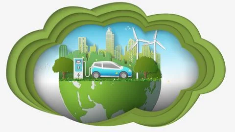 Dimension of thinking, green renewable energy ecology technology power saving Illustrazione stock