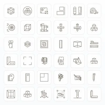 Dimension Vector Icon Arsenal with 36 128x128 Bold Line Pixel Optimized desig Stock Illustration