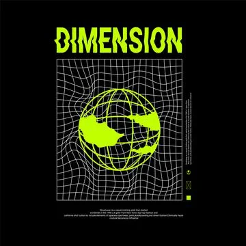Dimension writing design, suitable for screen printing t-shirts, clothes, jac Stock Illustration