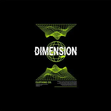 Dimension writing design, suitable for screen printing t-shirts, clothes, jac Stock Illustration