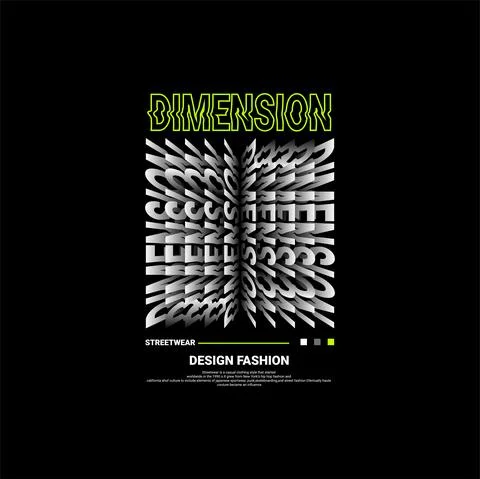 Dimension writing design, suitable for screen printing t-shirts, clothes, jac Illustrazione stock