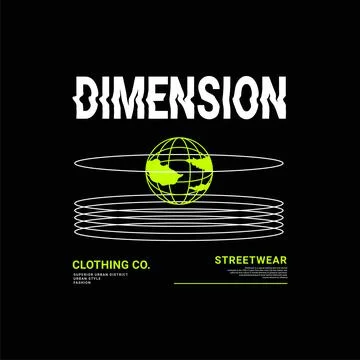 Dimension writing design, suitable for screen printing t-shirts, clothes, jac Illustrazione stock