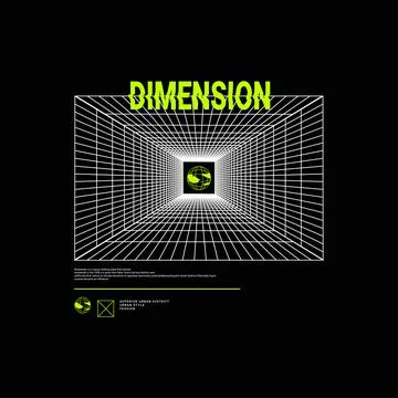 Dimension writing design, suitable for screen printing t-shirts, clothes, jac Stock Illustration