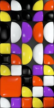 Dimensional colored cubes and semicircles. Bauhaus Stock Illustration